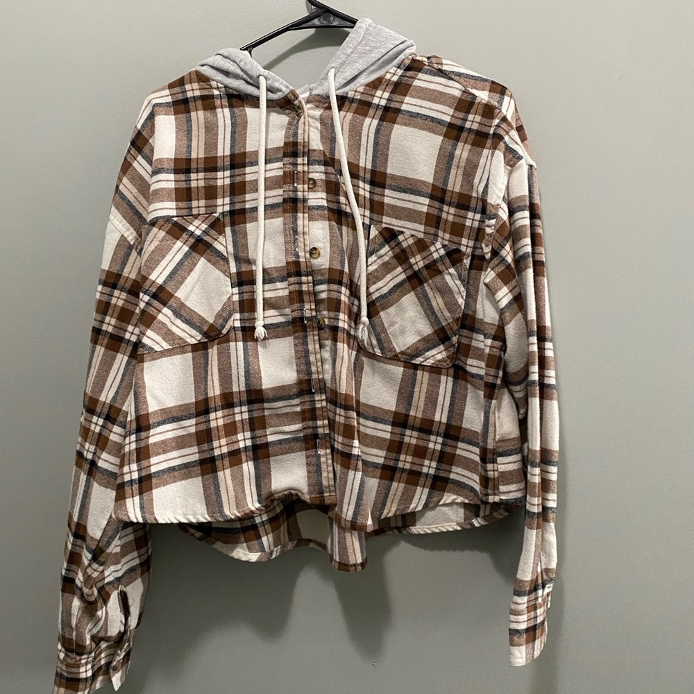 Plaid Hooded Shirt Flannel Jacket